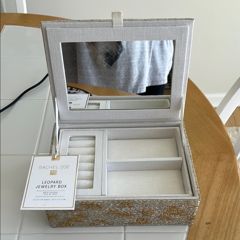 Rachel Zoe Leopard Metallic Beaded Jewelry Box